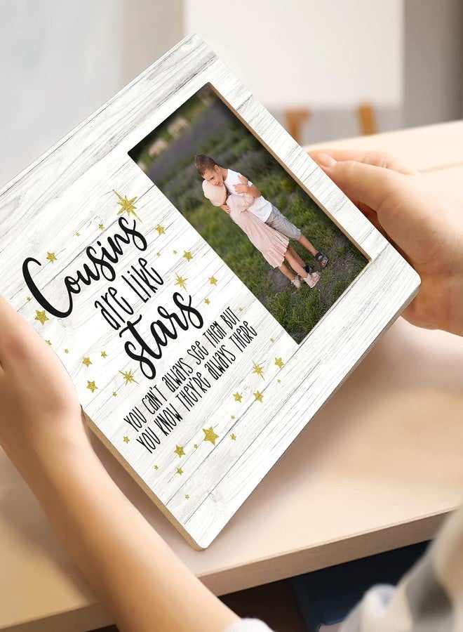 SRADMO Cousins Picture Frame, Cousin Gifts for Women, Cousins are Like Stars 10x8 inch Wooden Tabletop Photo Frame - Image 3